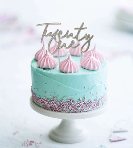 Twenty One Metal Cake Topper - Silver